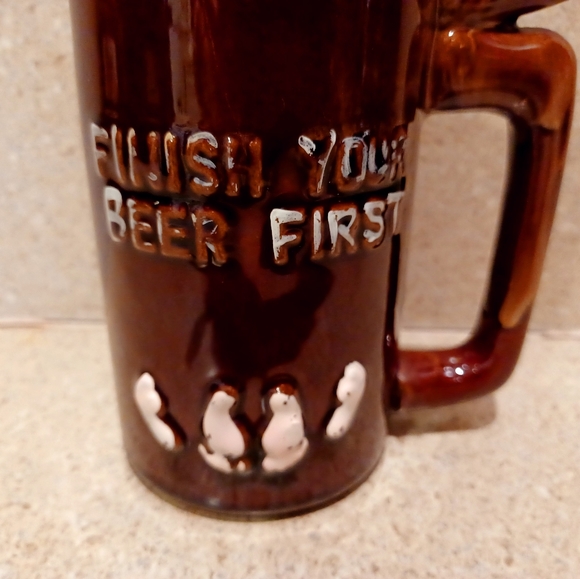 Vintage Beer Mug with Whistle "Finish Your Beer First" - Picture 2 of 6